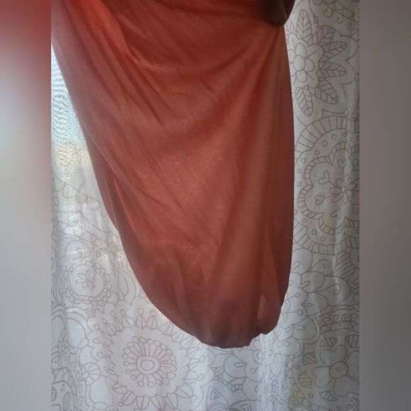 Vintage 50s Pink Satin Robe Puff Sleeve Maxi Waistband Cottagecore Fairy Vday - Picture 6 of 17